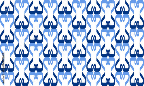 Seamless pattern with rhombuses vintage two tone blue diamond line net, with squares block arrange as wall design for fabric print, wallpaper, background, vertical strip ribbon