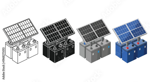 Solar battery charger vector illustration with different colors and designs