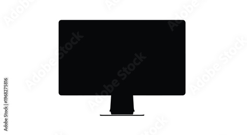 A minimalist silhouette of a modern computer monitor against a stark white background high quality professional