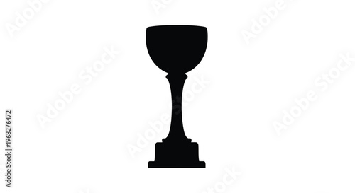 A stark silhouette of a classic chalice or goblet isolated on a plain white background