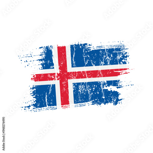 Iceland flag with grunge effect - vector illustration