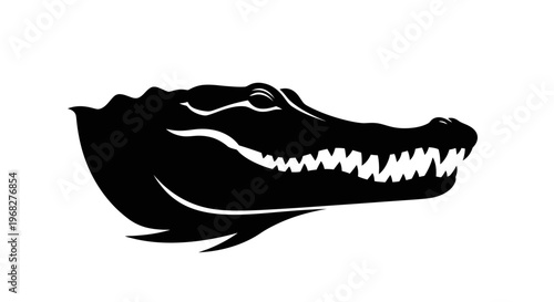 Alligator head silhouette with sharp teeth.