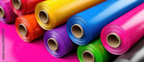 Vibrant vinyl rolls representing colorful sign making materials
