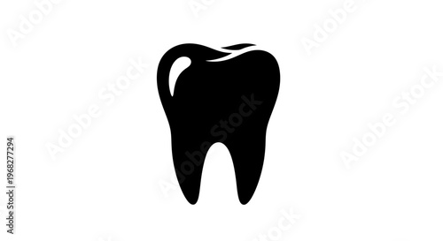 Black Tooth Icon Isolated on White Background.