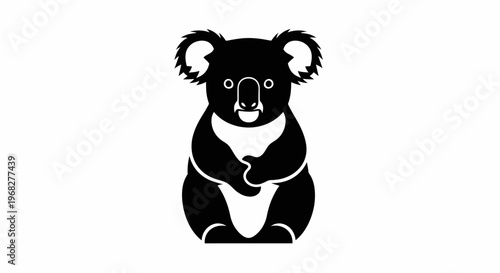 Black and white koala bear illustration.