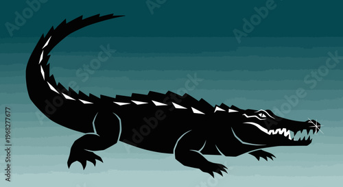 Powerful Alligator Illustration with Sharp Teeth and Scales.