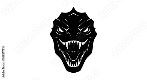 Fierce Dinosaur Head Roaring with Sharp Teeth.