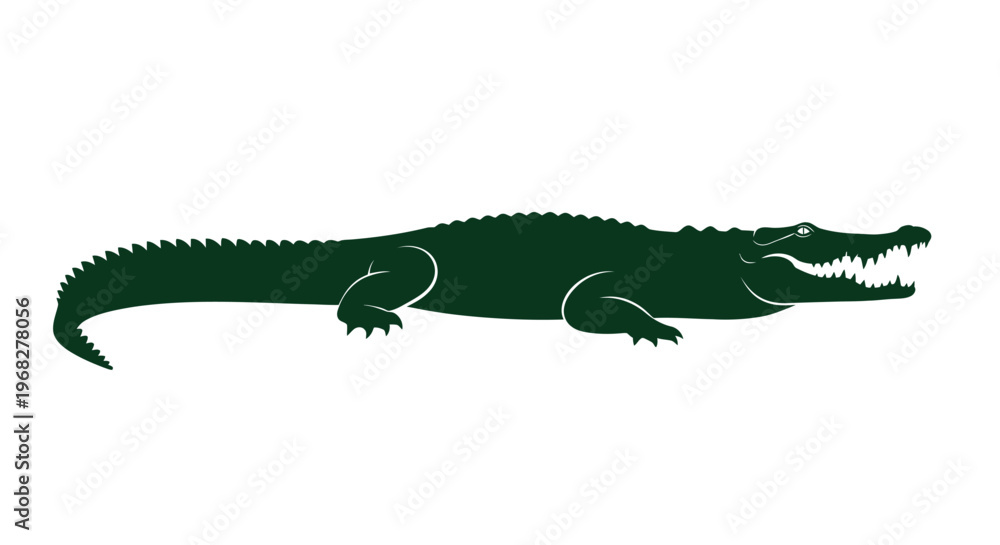 Fototapeta premium Green crocodile logo on white background, a symbol of strength and resilience.