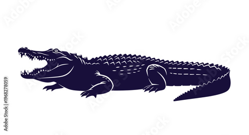 Powerful Alligator Silhouette with Open Jaws.
