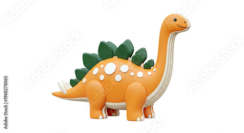 Cute Orange Stegosaurus 3D Render