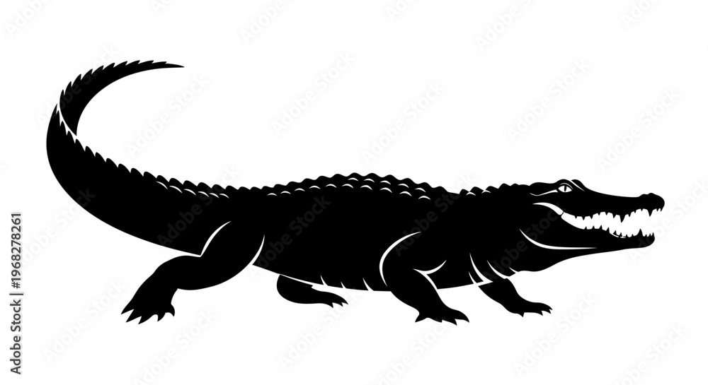Fototapeta premium Powerful Alligator Silhouette Illustration on White Background.