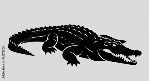 Powerful Alligator Silhouette Illustration.
