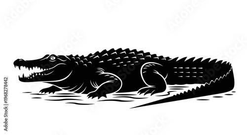 Powerful Alligator Silhouette in Water.