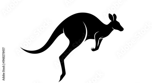 Black silhouette of a jumping kangaroo on a white background.