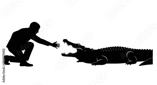 Man and Crocodile Silhouette.