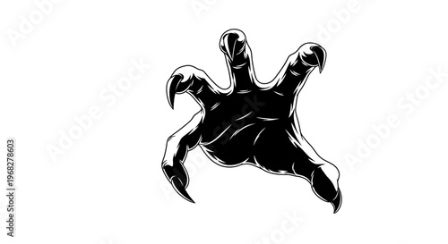 Creepy monster hand with sharp claws reaching out.
