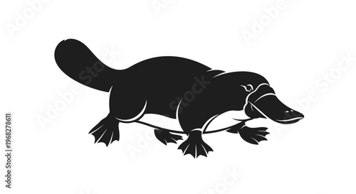 Platypus silhouette illustration on white background.