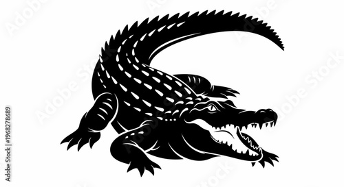 Powerful Alligator Vector Illustration with Open Jaws.