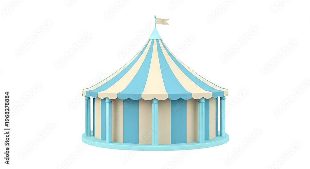 Fototapeta premium Blue and Beige Striped Circus Tent