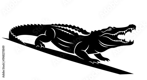 Powerful Alligator Silhouette Vector Illustration.