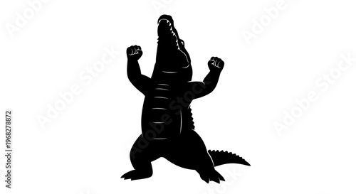 Powerful Alligator Silhouette Standing on Hind Legs.