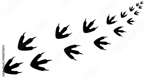 Dinosaur Footprints Tracing a Path on a White Background.