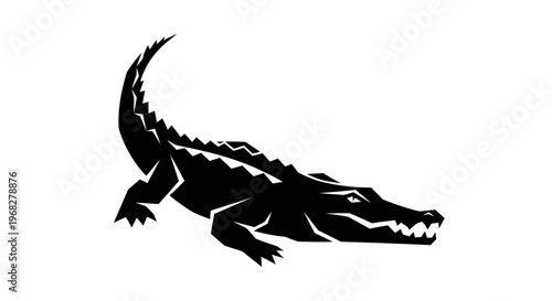 Powerful Alligator Silhouette Vector Illustration.