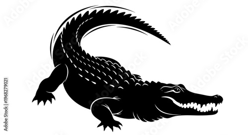 Powerful Alligator Silhouette Vector Illustration.