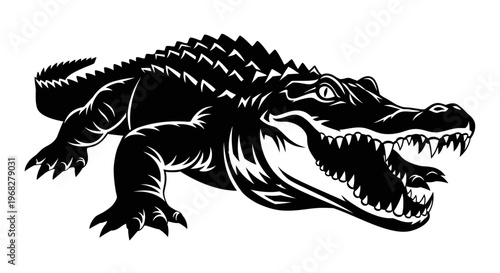 Powerful Alligator Silhouette Vector Illustration.