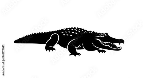 Powerful Alligator Silhouette Vector Illustration.