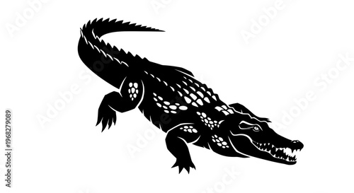 Powerful Alligator Silhouette Vector Illustration.