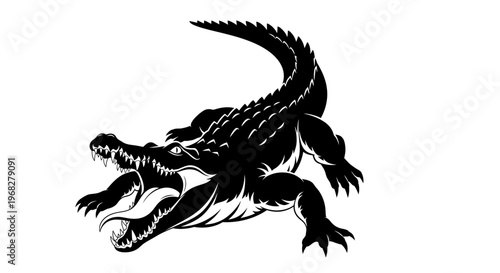 Powerful Alligator Silhouette Vector Illustration.