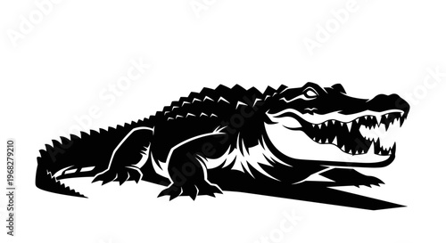 Powerful Alligator Silhouette Vector Illustration.