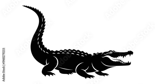 Powerful Alligator Silhouette Vector Illustration.