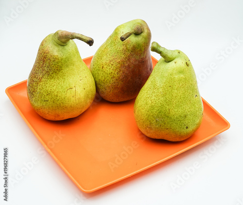 Three pears on a plate