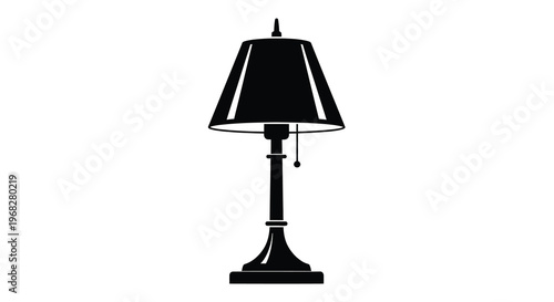 Принти на полотні A simple black silhouette of a classic table lamp with a rounded lampshade high