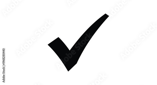 A simple black checkmark graphic is displayed on a plain white background signifying completion high quality