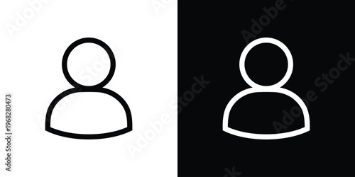 Minimalist vector icon of a person. Features one stylized human silhouettes in a balanced arrangement, representing teamwork, social networking, and collective leadership.