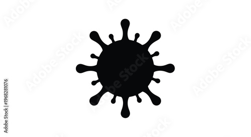 A stark black silhouette depicts a virus cell showcasing its spiky globular structure high quality professional