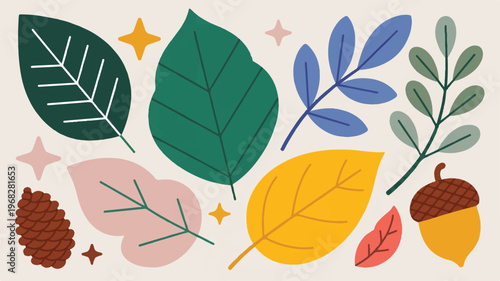 Floral Elegance: Capturing the exquisite beauty of botanical elements. A captivating illustration that showcases an array of natural forms, rendered in a stylized manner.