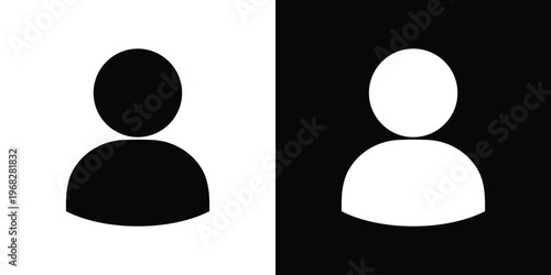 Minimalist vector icon of a person. Features one stylized human silhouettes in a balanced arrangement, representing teamwork, social networking, and collective leadership.