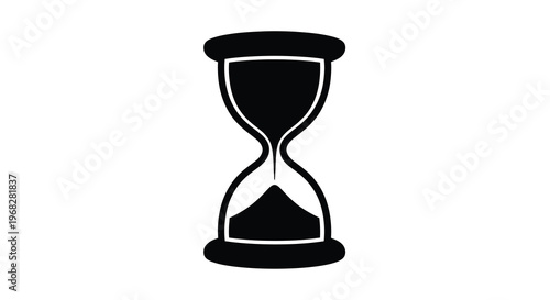 A simple black silhouette of an hourglass shape representing time and its passage high quality professional