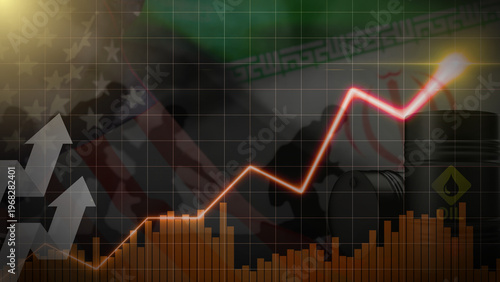 Cuadro en lienzo Conflict between United States and Iran is causing oil prices to rise on the stock market