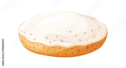 Crispy golden bun with creamy white frosting, a delightful treat for any occasion