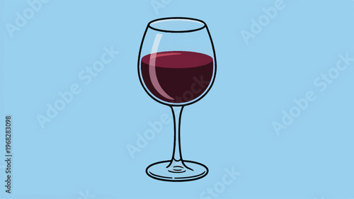 A Glass of Fine Red Wine: A solitary wine glass, filled with a rich crimson liquid, stands in graceful simplicity. This elegant vessel, holding a promise of flavor, sits against a pristine background.