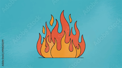 Fiery Flames: Vivid illustration of energetic flames rising with power and intensity, rendered in dynamic illustration.