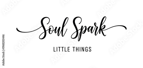 Soul Spark Little Things. lettering and all elements in black. Vector style. AWhite background. Pure white background. Perfect isolation and visual
