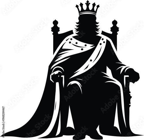 Silhouette of a king sitting on a throne regal symbol of power and monarchy vector illustration for historical or fantasy concepts