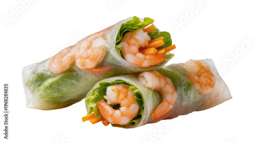 Photos Fresh spring rolls filled with succulent pink shrimp crisp carrot sticks and vib