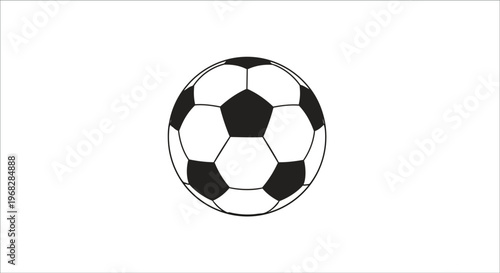 Classic black and white soccer ball graphic illustration isolated on a clean white background, perfect for sport themes